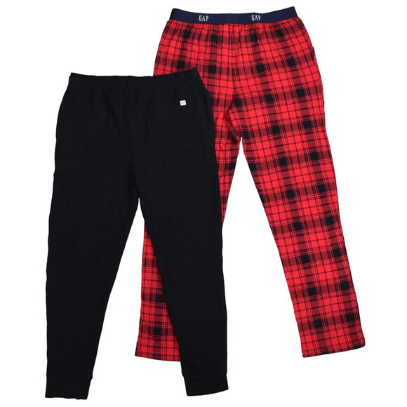 Gap 2-Pack Jogger Style Sleepwear Bottoms Men's Pajamas NWT Black / Red Plaid - Picture 2 of 2